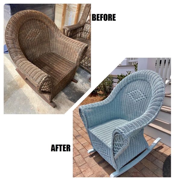 Wicker furniture painting
Wicker Rocking chair painted