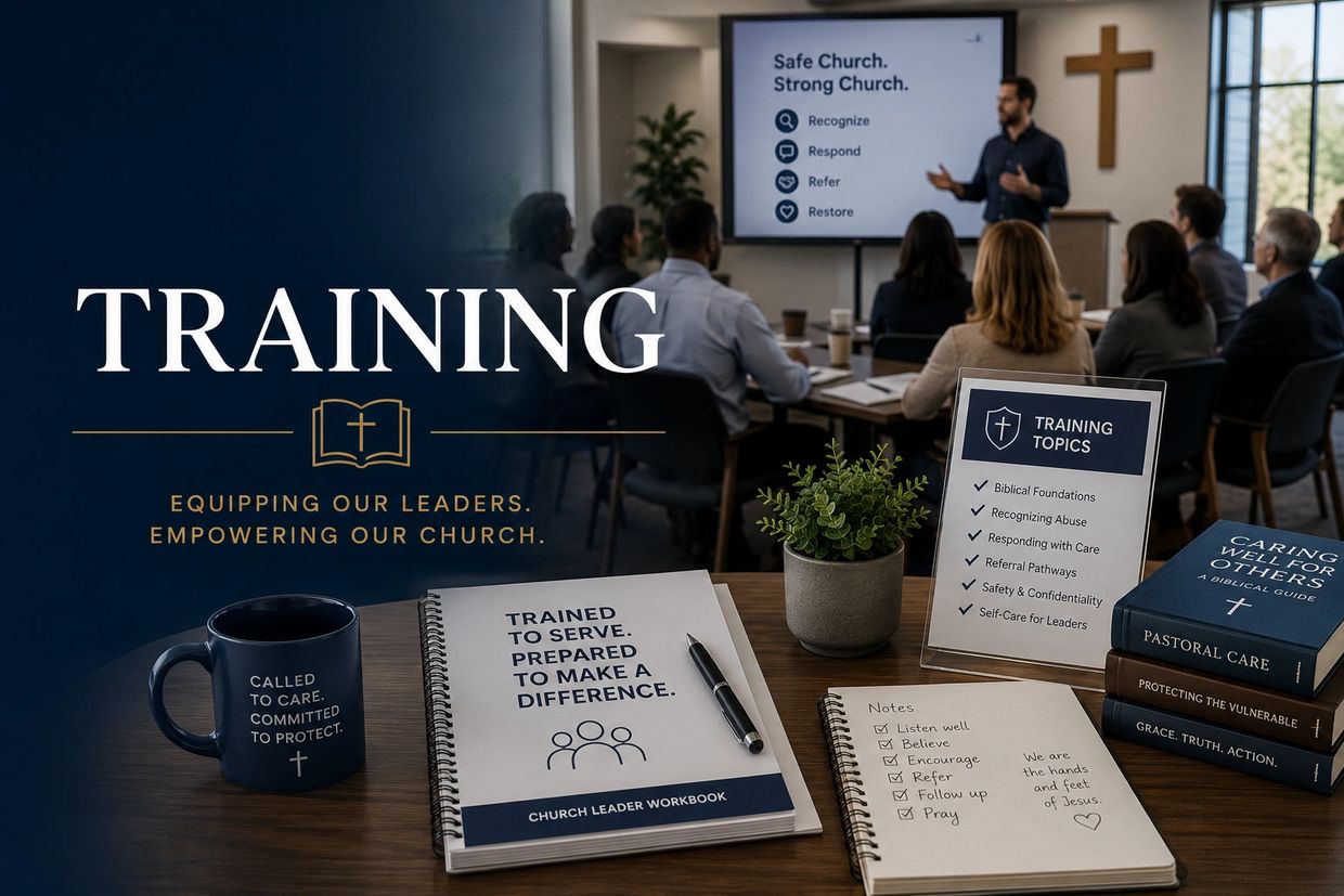 Church leadership training focused on care, protection, and biblical guidance.