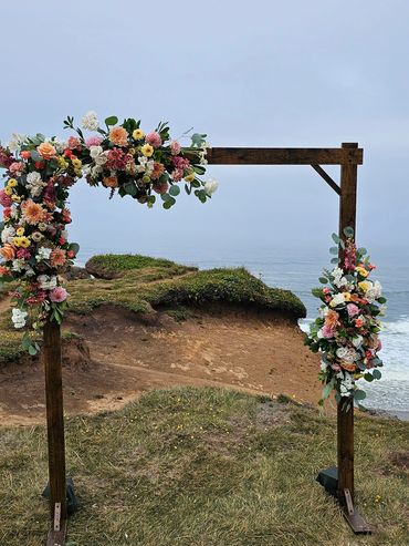 Rectangle wooden wedding Arbor with flowers