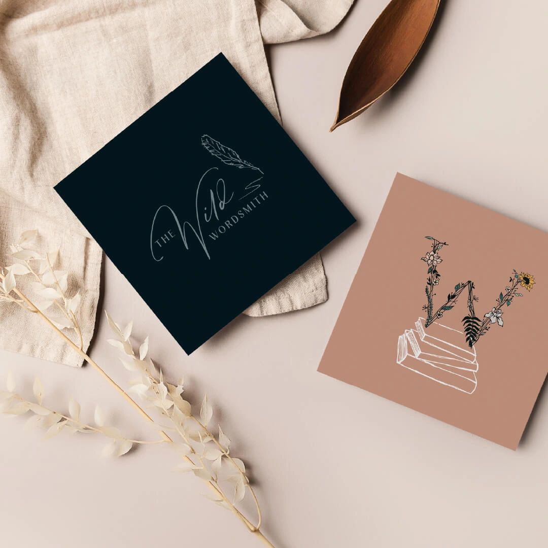 the wild wordsmith logo on business cards