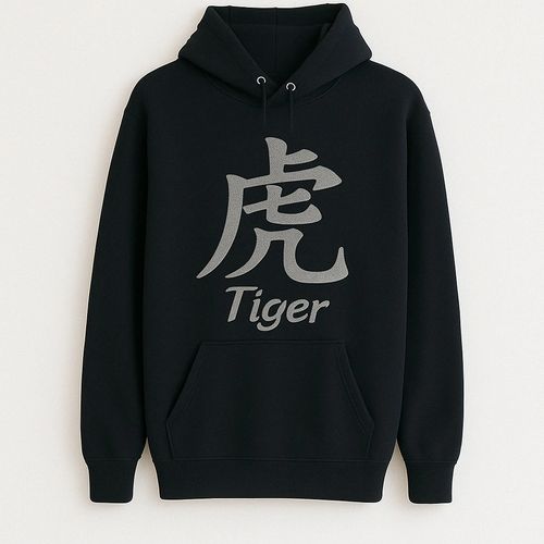 Bold white tiger hoodie, trendy graphic design and casual fashion.