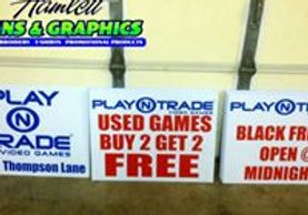yard signs for play n trade
