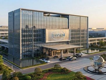 Tòa nhà văn phòng Thyssen hiện đại với thiết kế kính.