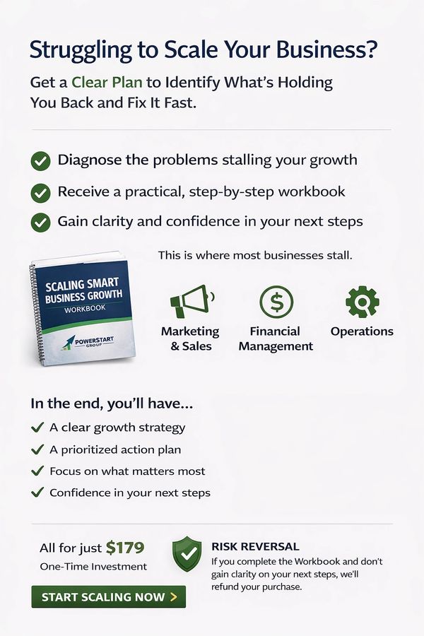 Business growth workbook offers clear plans to fix scaling issues and boost confidence.