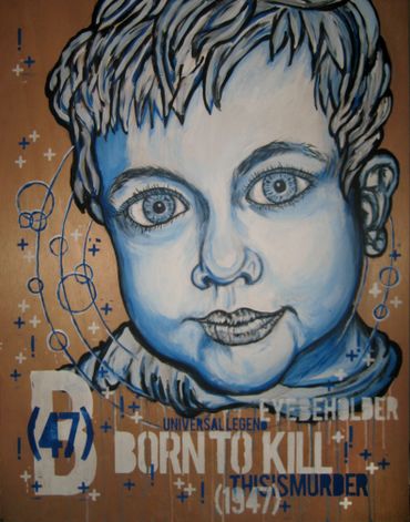 Born To Kill (Keaton) 2010 
Acrylic and Pencil on Luan Door