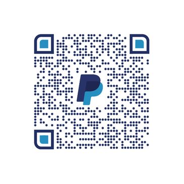 A QR code with the PayPal logo in the center.