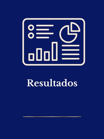 Icon of charts and graphs symbolizing results with the word 'Resultados'.