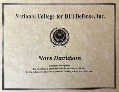 San Jose DUI lawyer Nors Davidson has received over ten years of DUI training with the NCDD.