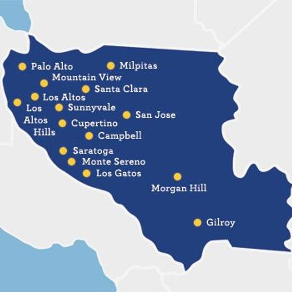 Municipal map of Santa Clara County, California.