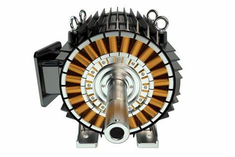 Electric motor with visible copper coils.