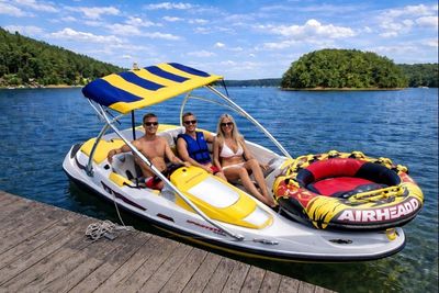 People on a boat rental at Lake Lanier