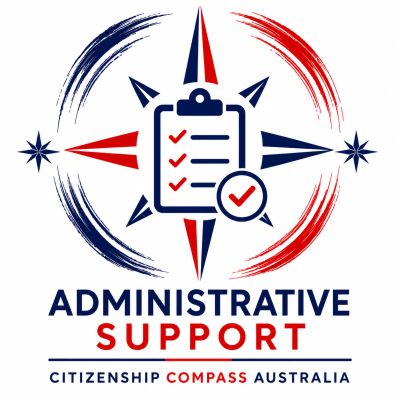 Logo for Administrative Support Citizenship Compass Australia with checklist and compass design.