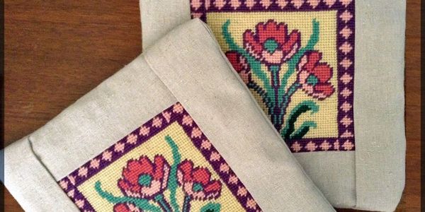 beginner stitcher stitch colorful wool embroidery threads on cotton canvas hemp finish stitching nee