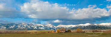 "Bridgers, Saddle, Barn" Panoramic | Bridger Mountains | Bozeman, MT