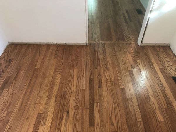 white oak after repair. no evidence of a wall remains