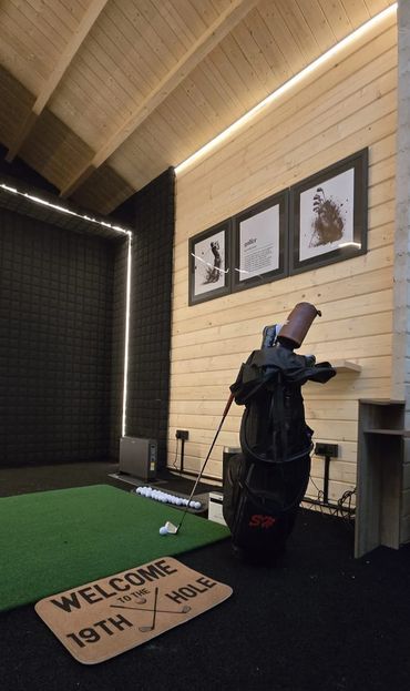 Bespoke Indoor Golf suite in East Kilbride, LED dimmable lights, Black trunking, switches & sockets