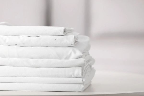 Folded linen in a stack