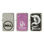 Glitter wrapped custom flip top lighters. Click for info and pricing.