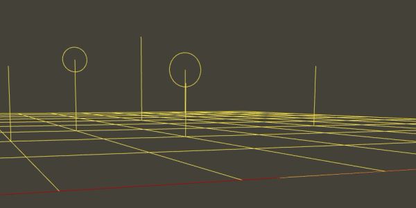 Abstract 3D grid with circular yellow shapes on brown background.