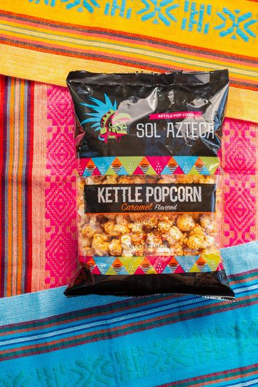 Bag of Sol Azteca caramel flavored kettle popcorn