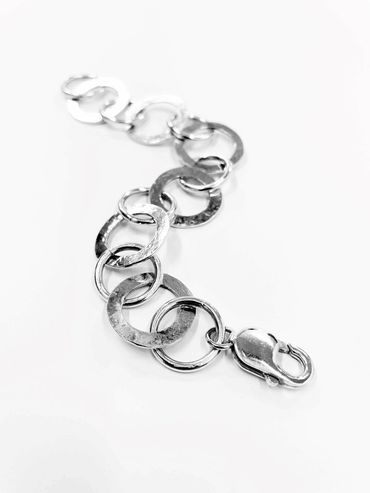 STERLING SILVER BRACELET WITH ROUND/HAMMERED LINKS MADE TO ORDER FROM £65