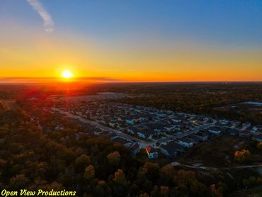 Sun setting over a neighborhood in Bryan, TX
