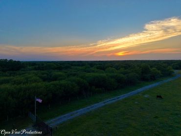 Sunset with the American flag in Bryan, TX
