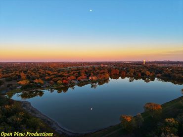 The moons reflection at Leisure Lake Bryan, TX