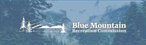Logo of Blue Mountain Recreation Commission with a mountain and trees.