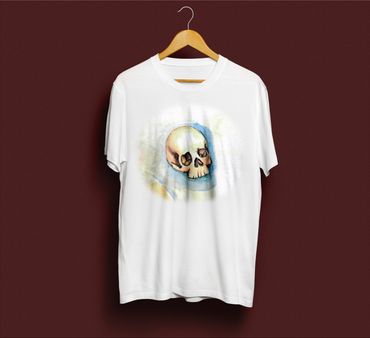Screenprinted watercolor skull t-shirt