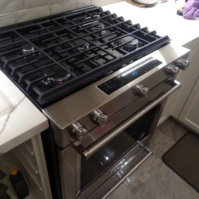 New Kitchen Aid gas range supplied and installed by us.