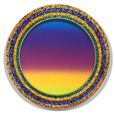 Jack Reilly, "Nebulous State of Being" 48 inches diameter, Acrylic and metallic pigments on canvas