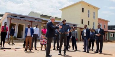 President Paul Kagame and Eckardt Dauck at Zero Carbon Designs ZCD Fonerwa Project Strawtec