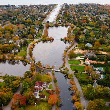 Brightwaters in Autumn, from above.