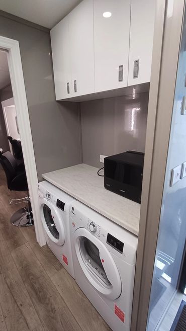 Hair make-up trailers washer and driers
