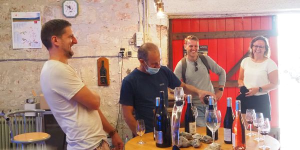 Wine tasting in a vineyard