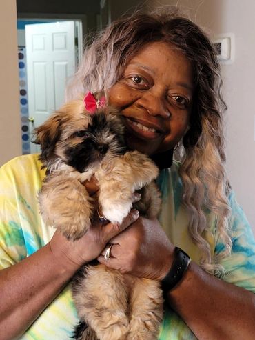 Coco formally known as Hope meeting her new owner and going to her forever home