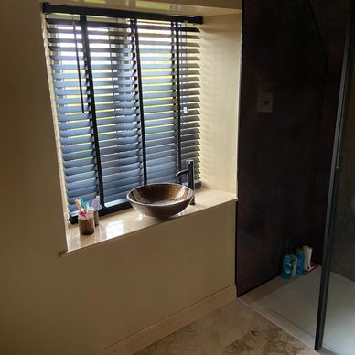 Bathroom, tiling, glass panels, shower
