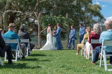 Beautiful wedding ceremony at Bindo Creek Cabins, Oberon NSW