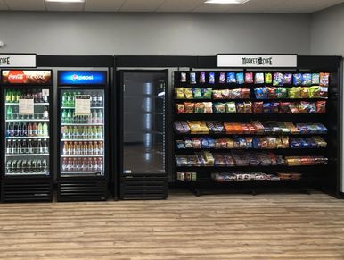 Micro Market signs, Vending, Graphics fixtures. Micro Market Rack Merchandising systems. Grid wall