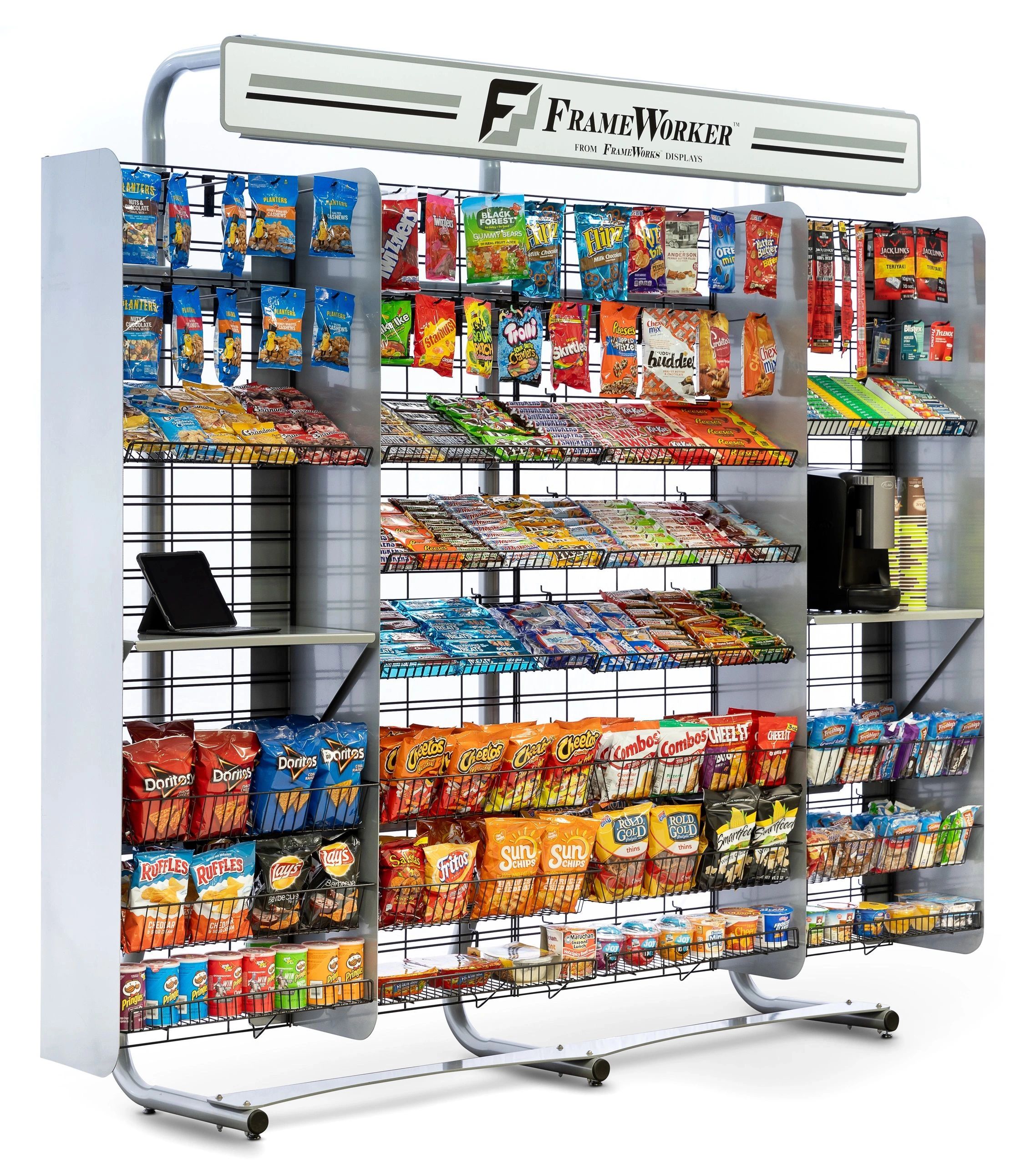 Micro Market signs, Vending, Graphics fixtures. Micro Market Rack Merchandising systems. Grid wall