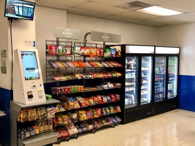 Micro Market signs, Vending, Graphics fixtures.  Micro Market Rack Merchandising systems.  Grid wall