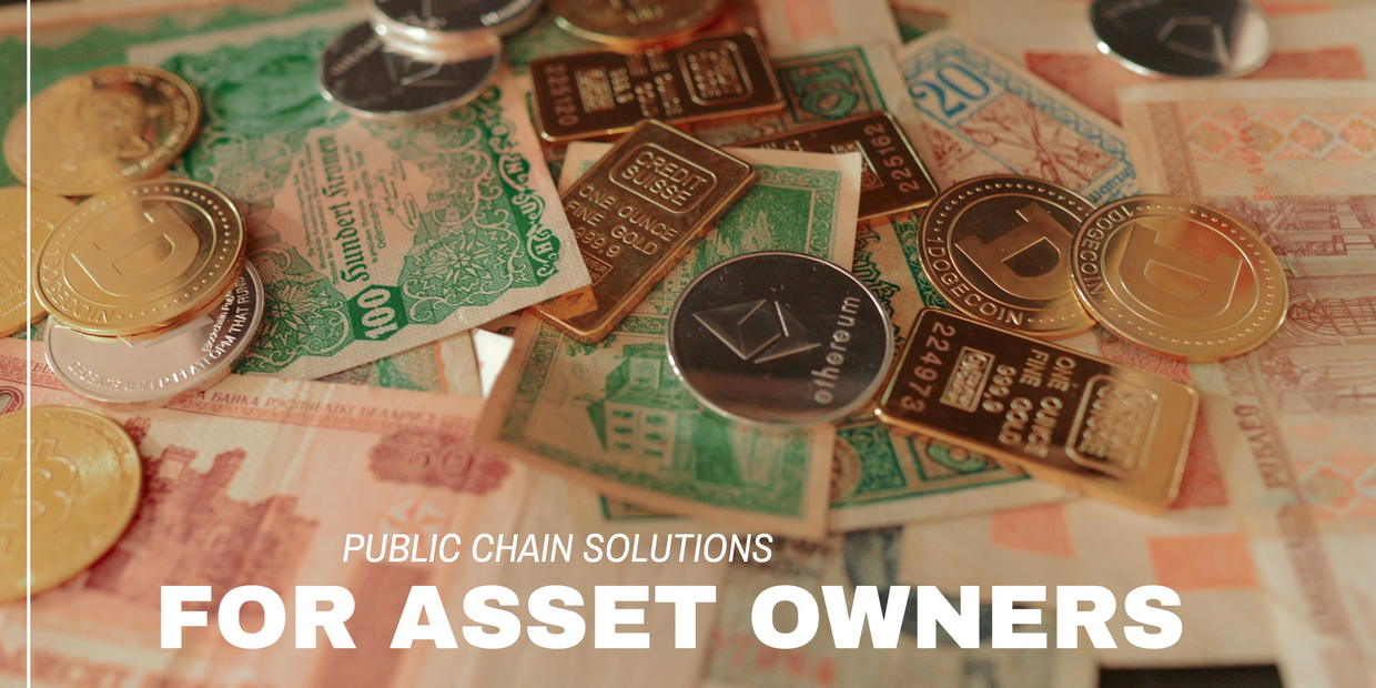 Various cryptocurrencies and gold bars on banknotes with text about asset ownership.