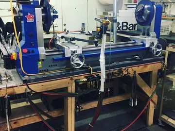 Wyatt's Redstar Evo lightweight Glass Lathe set up for work in Colorado