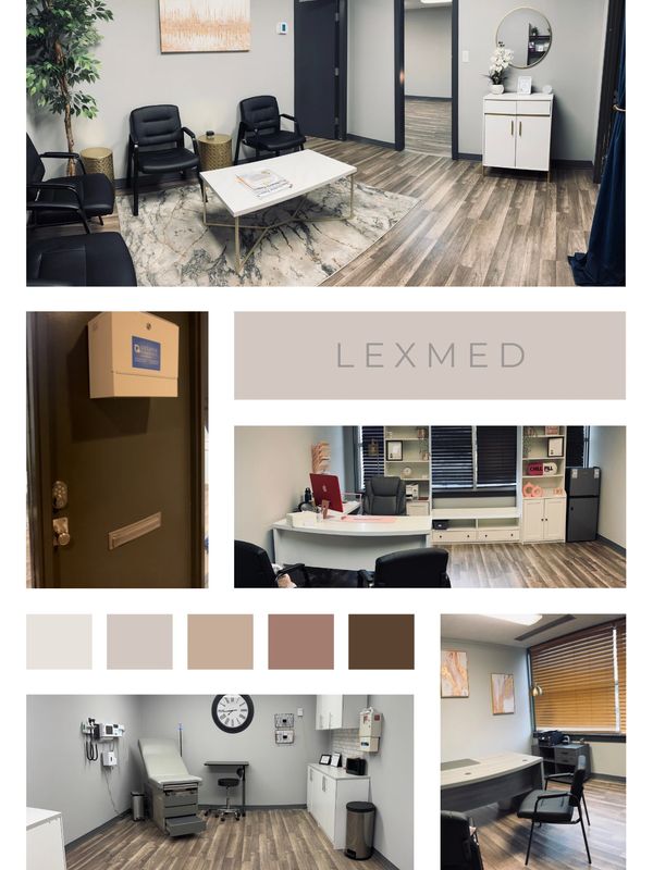 LexMed & Wellness clinic in Lexington, Kentucky featuring modern lobby, exam rooms, and consultation
