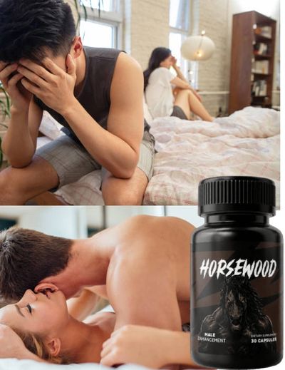Contrasting scenes of relationship struggle and intimacy with Horsewood male enhancement supplement.