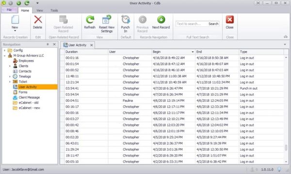 Employee time log