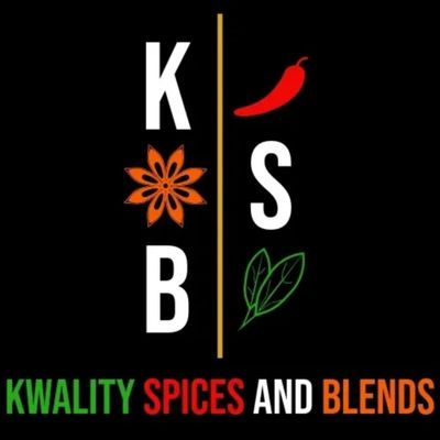 Logo for Kwality Spices and Blends featuring spice symbols.