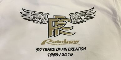 Rainbow Fin 50 year anniversary tshirt