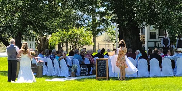 Lawn weddings are beautiful in the shade on the lawn.